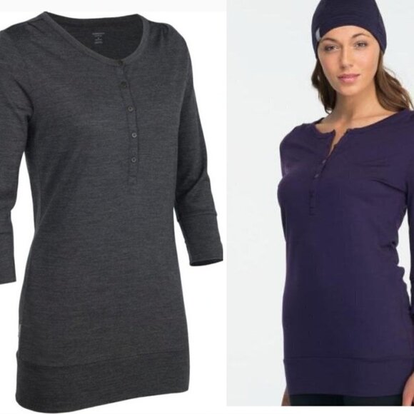Icebreaker | Women's harmony merino wool henley in grey - Picture 2 of 10